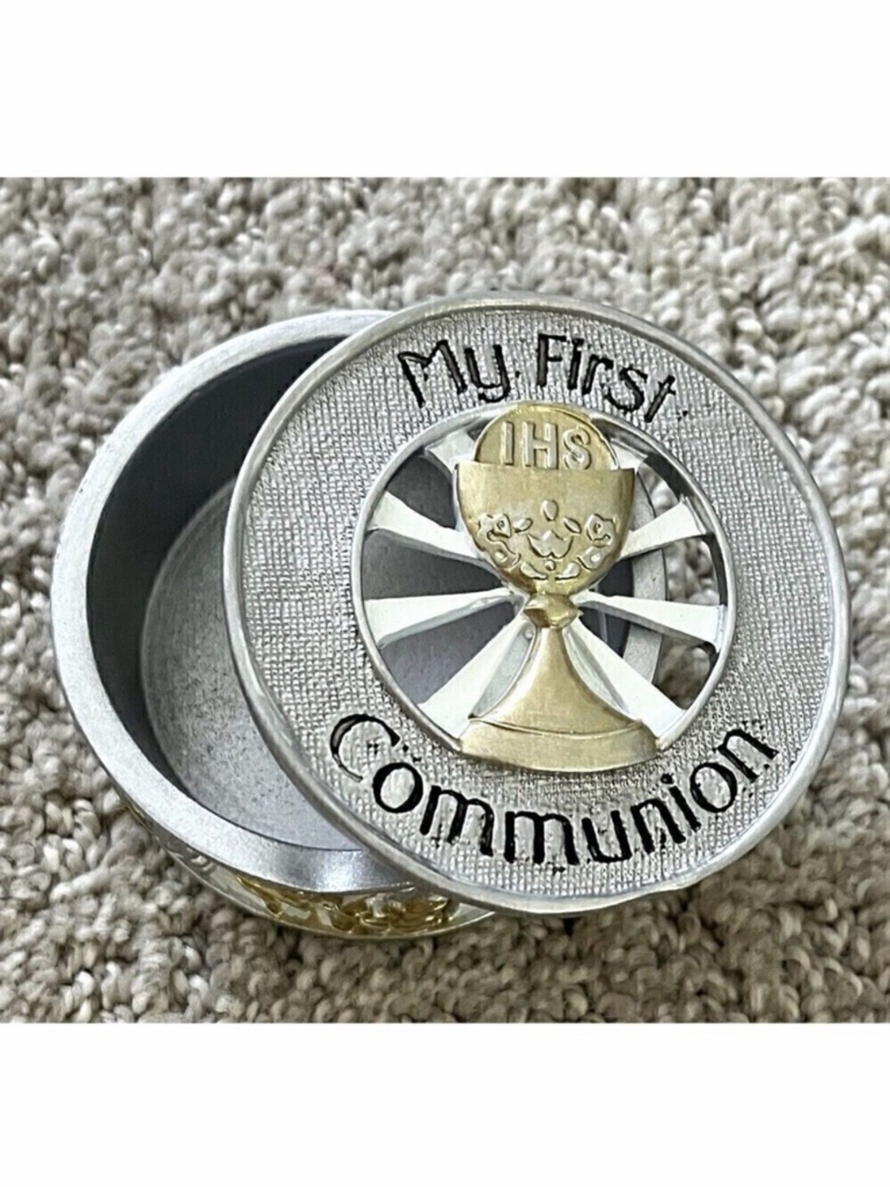 My First Communion Silver Gold Keepsake Box Collection Joseph's Studio by Roman
